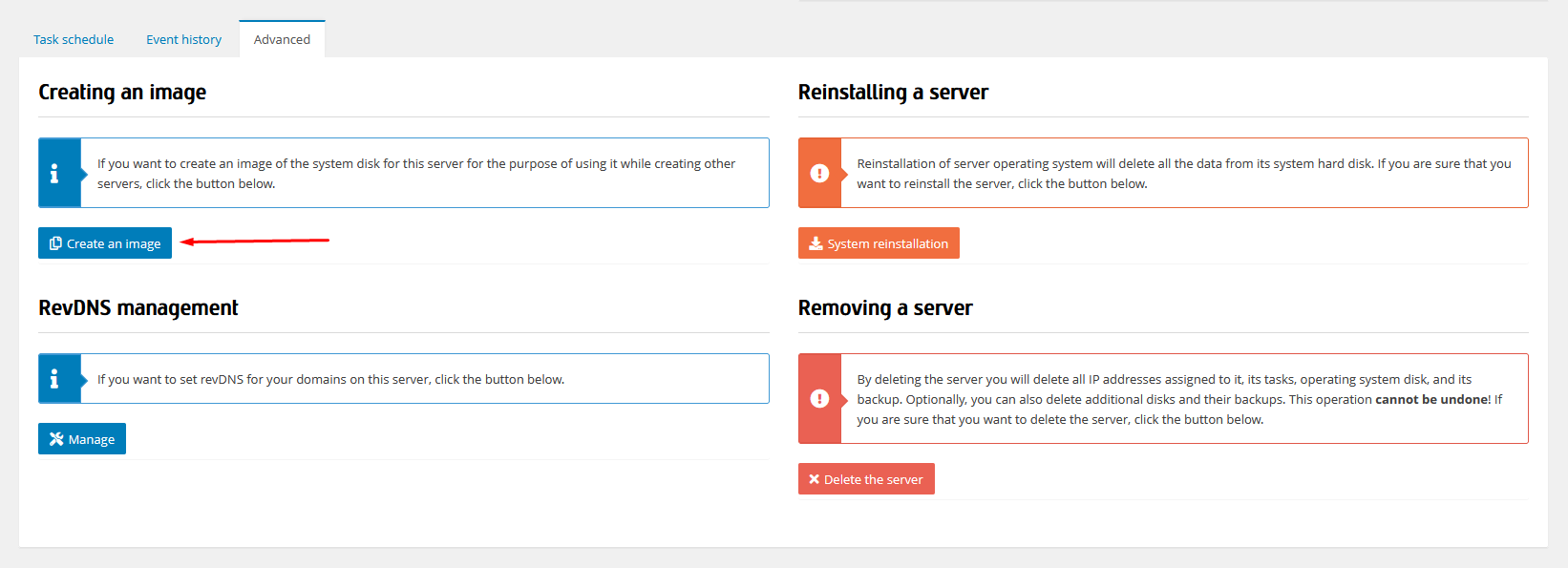 Server cloning, creating a server image