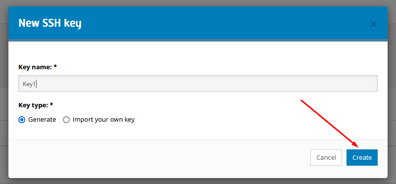 Generating a new SSH key via the Customer Panel