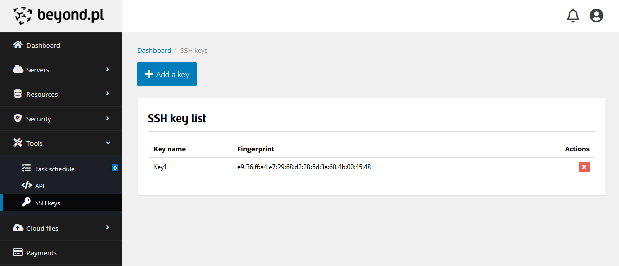 Adding SSH key to Customer Panel