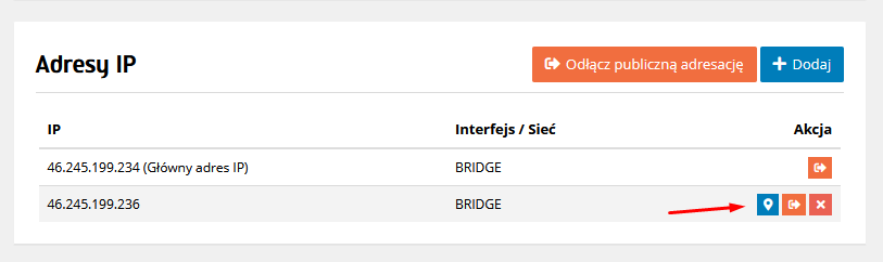 Przepięcie adresu IP z jednego serwera na drugi