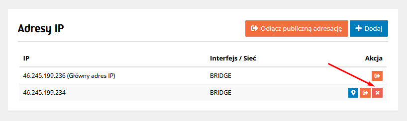 Przepięcie adresu IP z jednego serwera na drugi